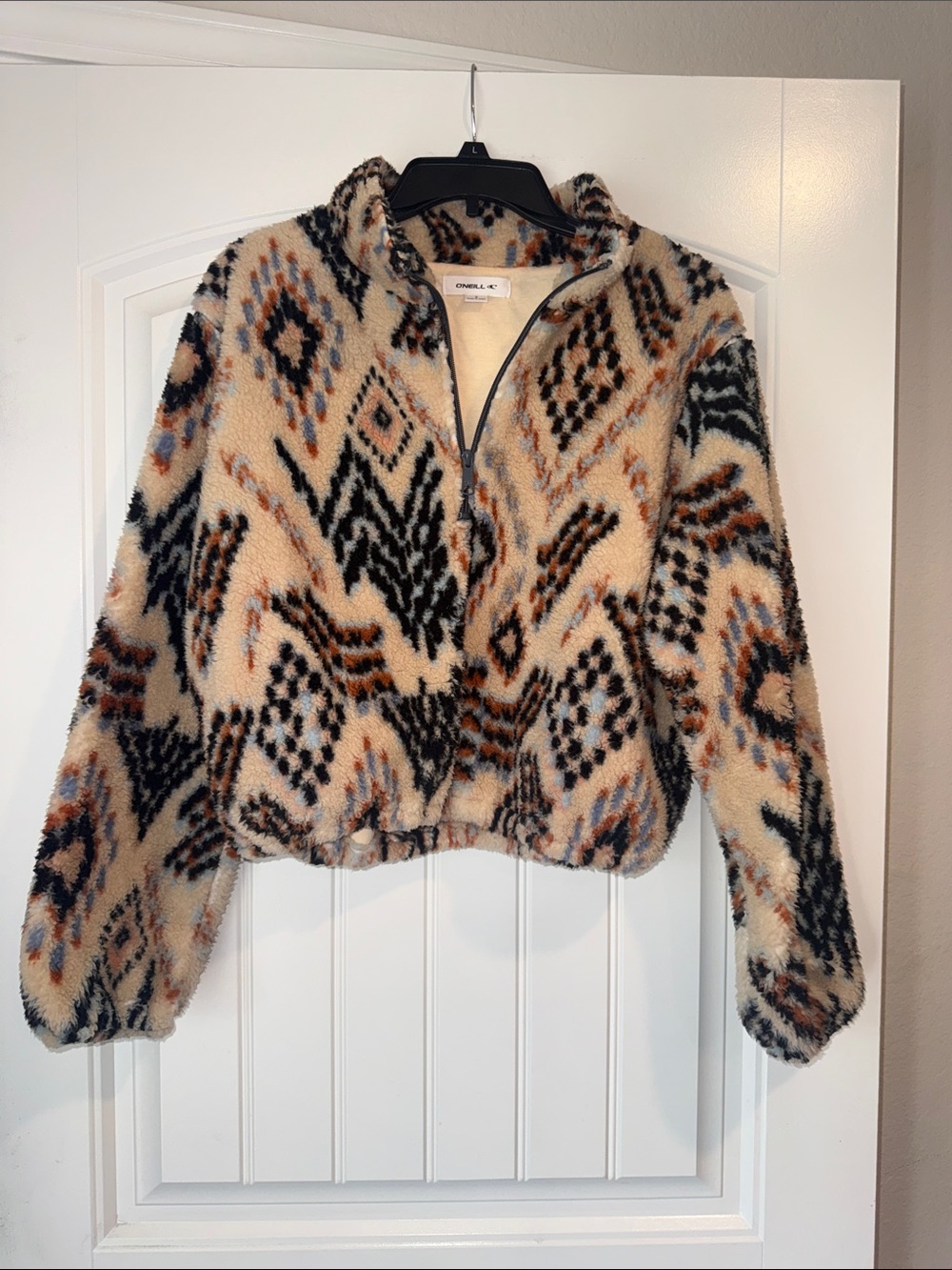O'Neill Cream Aztec Sherpa Half-Zip Jacket